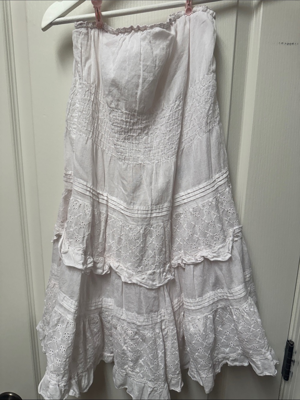 Charlotte Russe Light Pink Strapless Tiered Eyelet Dress - Picture 3 of 7